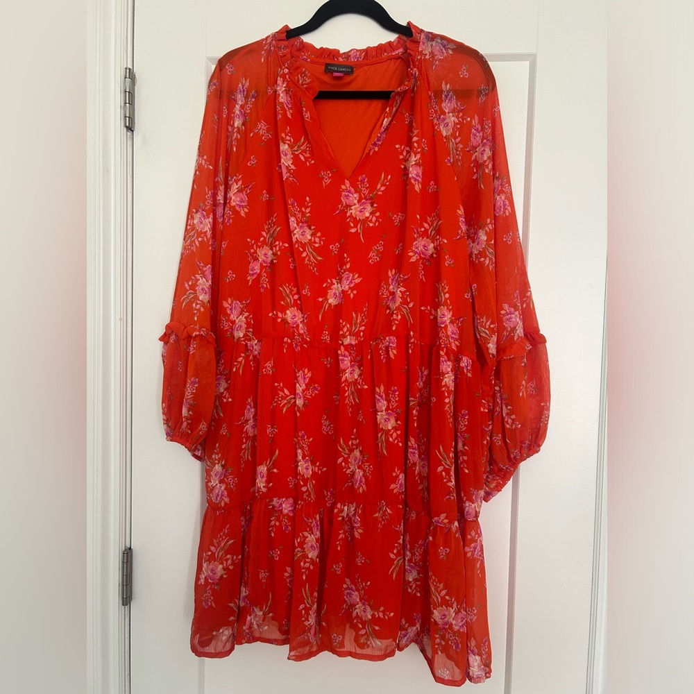 NWT Vince Camuto Orange Dress With Pink Flowers